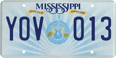 MS license plate YOV013
