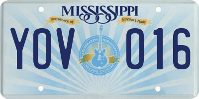 MS license plate YOV016