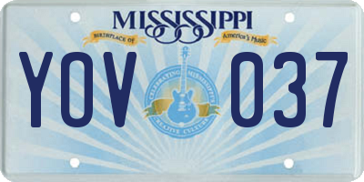 MS license plate YOV037