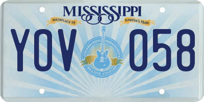 MS license plate YOV058