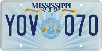 MS license plate YOV070