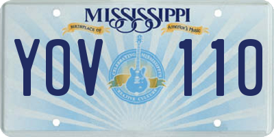 MS license plate YOV110