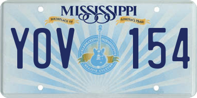 MS license plate YOV154