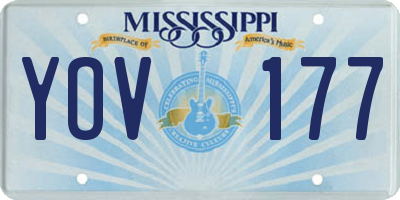 MS license plate YOV177