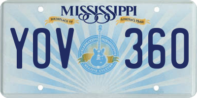 MS license plate YOV360