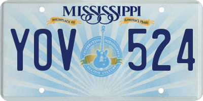 MS license plate YOV524