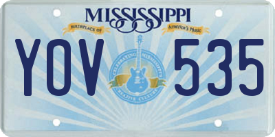 MS license plate YOV535