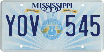 MS license plate YOV545