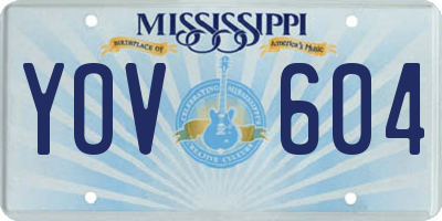 MS license plate YOV604