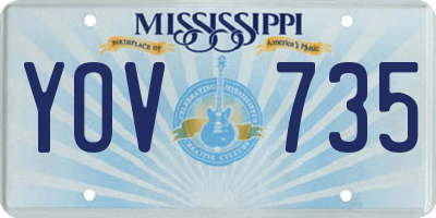 MS license plate YOV735