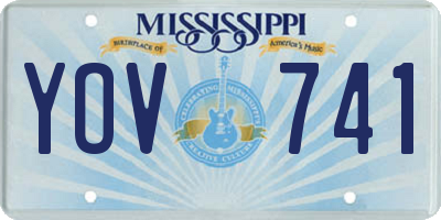 MS license plate YOV741