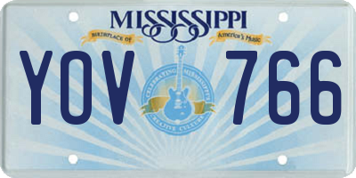 MS license plate YOV766