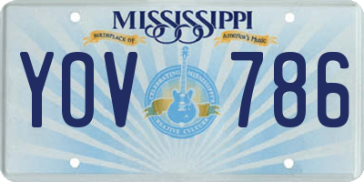MS license plate YOV786