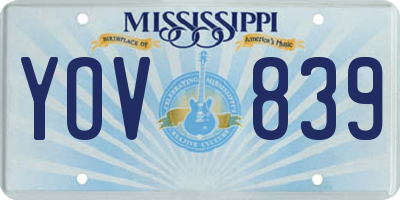 MS license plate YOV839