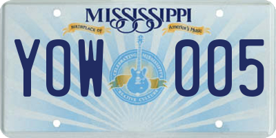 MS license plate YOW005