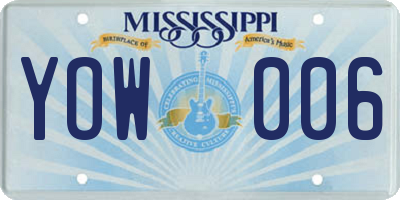 MS license plate YOW006