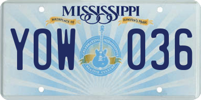 MS license plate YOW036