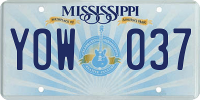 MS license plate YOW037