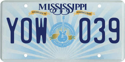 MS license plate YOW039