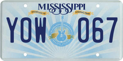 MS license plate YOW067