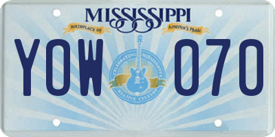 MS license plate YOW070