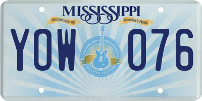 MS license plate YOW076