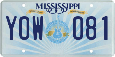MS license plate YOW081