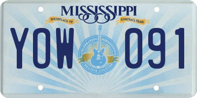 MS license plate YOW091