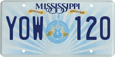 MS license plate YOW120