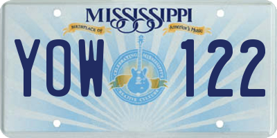 MS license plate YOW122