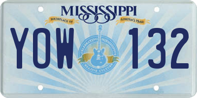 MS license plate YOW132