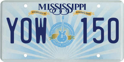 MS license plate YOW150