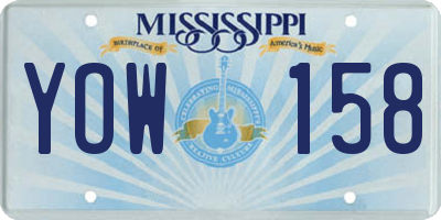 MS license plate YOW158