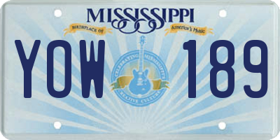 MS license plate YOW189