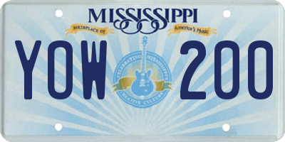 MS license plate YOW200
