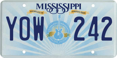 MS license plate YOW242
