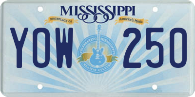 MS license plate YOW250