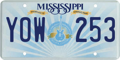 MS license plate YOW253