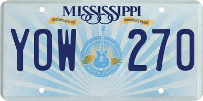 MS license plate YOW270