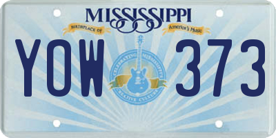MS license plate YOW373