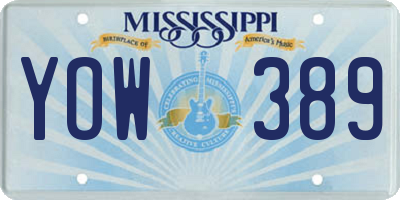 MS license plate YOW389