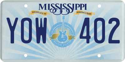 MS license plate YOW402