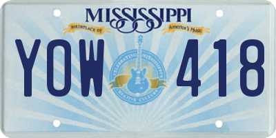 MS license plate YOW418