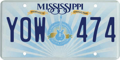 MS license plate YOW474