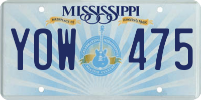 MS license plate YOW475
