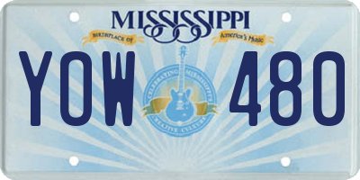 MS license plate YOW480