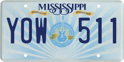 MS license plate YOW511