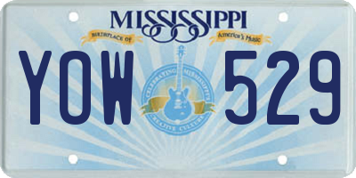 MS license plate YOW529