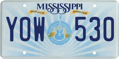 MS license plate YOW530