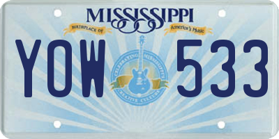 MS license plate YOW533